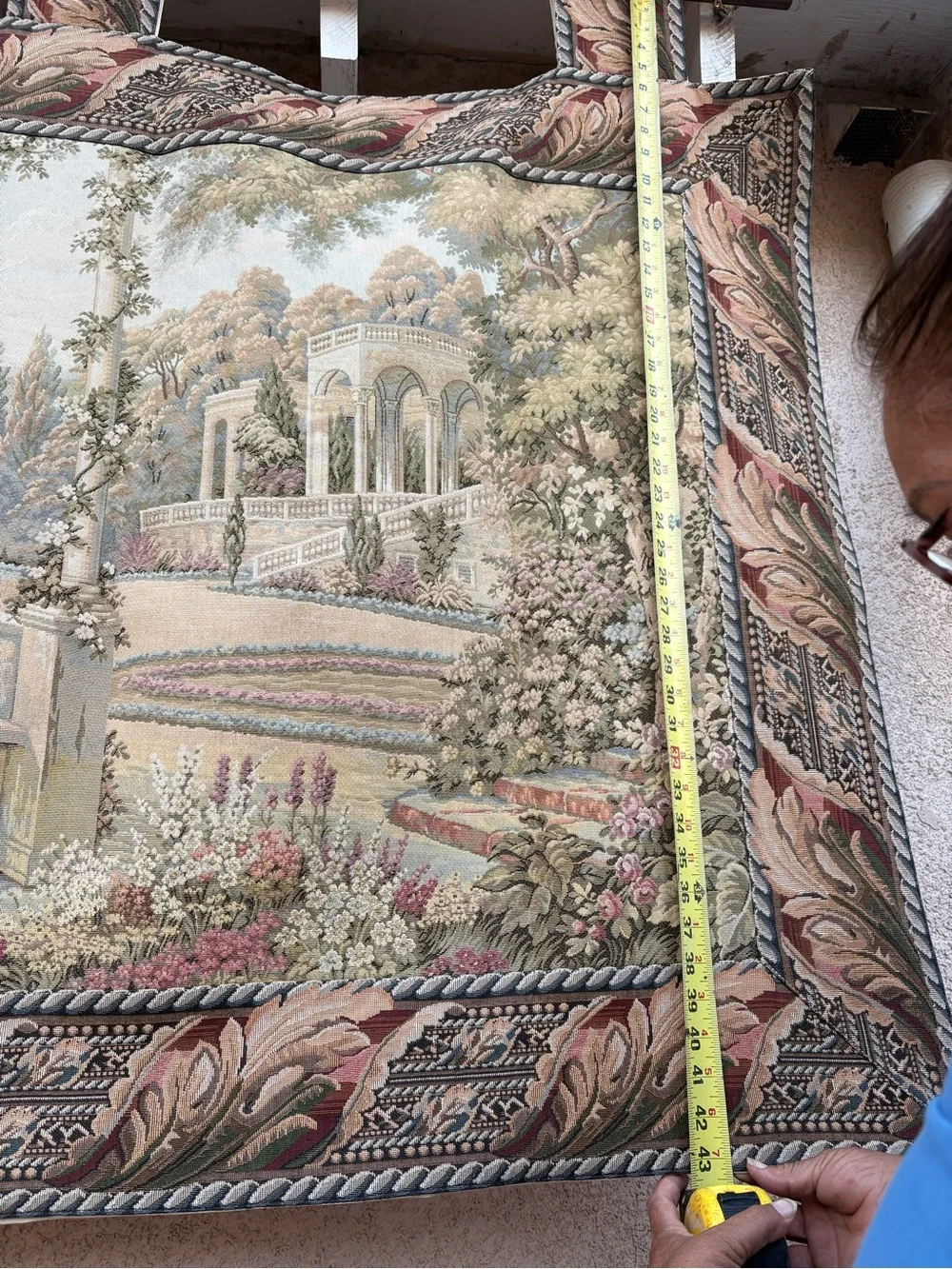 Vintage Italian balcony terrace at Lake Woven Wall decoration  tapestry 77x43